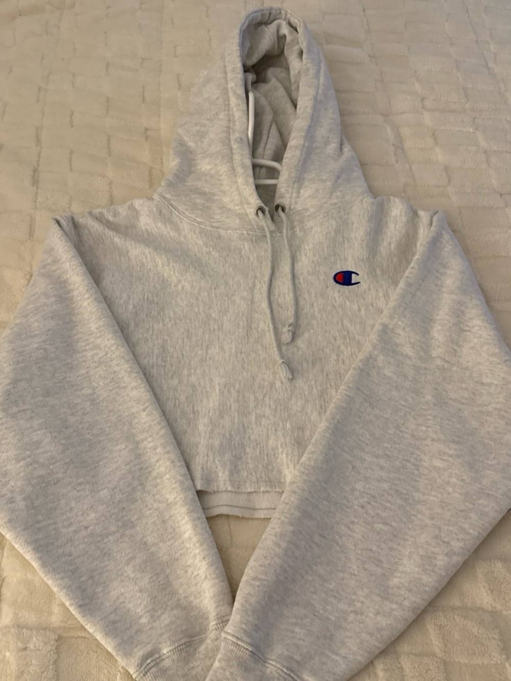 Champion Heather Gray Cropped Hoodie with Embroidered C Logo